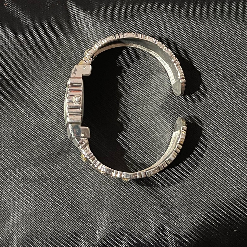 Geneva Platinum Silver-Tone Rectangular Cuff Brac… - image 3